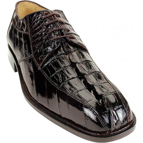 Belvedere "Bruno" Brown Genuine Hornback Crocodile/Eel Shoes 711